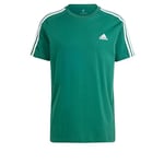 adidas Homme Essentials Single Jersey 3-Stripes Tee, Collegiate Green, S Short