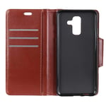 Mipcase Flip Phone Case with Magnetic Buckle, Leather Phone Cover with Card Slots and Wallet, Shockproof Kickstand Phone Shell for Samsung Galaxy A6 2018 (Brown)