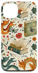 Coque pour iPhone 13 Motif de ver de bibliothèque Cute Dragon Books Cottagecore