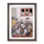 Watchers And The Watched By Harunobu Suzuki Asian Japanese Framed Wall Art Print, Ready to Hang Picture for Living Room Bedroom Home Office Décor, Walnut A3 (34 x 46 cm)