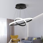 Goeco - led Lustre circulaire moderne, Lampe de Suspension réglable 28W 6500K, Plafonnier contemporaine Deux cercles Diamètre 40cm