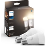 Philips Hue White E27 standardpære, 2-pak, 9W