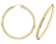 James Moore TH ER1018-40 9k Yellow Gold Hinged Hoop Earrings Jewellery