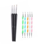 Perfect Nail Art Set - 3 Nail Art Brushes & 5 Dotting Tools