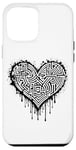 Coque pour iPhone 14 Pro Max Motif celtique en forme de cœur monochromatique, nœud celte