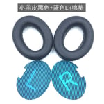 Earpads Coussinets de Rechange Coussinets d'oreille Oreillette de Remplacement Coussins en Mousse pour Casque Dr. BOSE AE2 QC15 QC25 QC35II cuir d'agneau NC700 étui en cuir d'agneau noir + coton bleu QC25