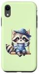 Coque pour iPhone XR Adorable raton laveur sur balançoire pour enfants