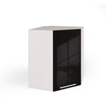 Meuble de Cuisine Angle Haut, 60x60 cm, 1 Porte Noir Brillant