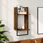 vidaXL Wall Shelf with Bar Brown Oak 30x25x65 cm