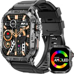 Montre Connectée Homme Avec Appels Bluetooth 1,96"" Amoled Montre Fitness Homme Avec 100+ Modes Sportifs/Boussole Montre Militaire Avec Fréquence Cardiaque Spo2 Surveillance Smartwatch Pour Android Io