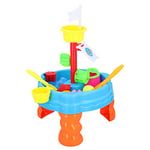 Eddy Toys Table de Sable et d'Eau - Râteau, Pelle, Roulette, 5 Moules - Jouets d'Extérieur - 58,5 cm