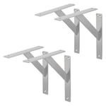 4x Support Etagere murale fixation flottante aluminium argent