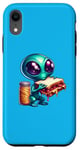 Coque pour iPhone XR Alien mangeant un sandwich au beurre d'arachide et à la gelée