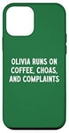 Coque pour iPhone 12 mini Olivia court sur le café, le chaos et les plaintes