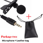 Microphone Lavalier à pince portable avec prise jack 3,5 mm, mini microphone à condensateur filaire mains libres pour ordinateur portable Iphone SamsungXiaomi, paquet 2 noir