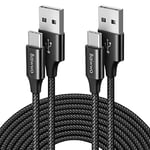 Baiwwa USB C Charger Cable 3m, 2Pack Long USB A to USB C Fast Charging Lead for Samsung Galaxy S24 S23 S22 S21 S20 S10 Plus A14 A15 A54 A20e A70, Pixel, Xiaomi, Xperia, Switch -Black