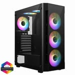 CiT Destroyer Black ATX Gaming Case with Tempered Glass Front and Side Panel 6 x ARGB Fans 6-Port MB Sync Hub - CSCITDESTROYERBLK