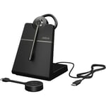 Jabra Engage 55 SE Convertible Headset UC mit Ohrbügel, Link 400c DECT Adapter USB-C, Engage 55 Deskstand, 1,2 m USB-C auf USB-C-Kabel, Ohrgels, Stirnband, Nackenbügel, Tragetasche, Garantie