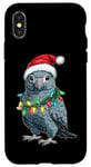 Coque pour iPhone X/XS Chapeau de Noël mignon perroquet gris africain