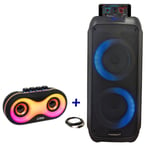 Pack Enceinte Lumineuse Bluetooth MAD-ASTRAL300 300W SD USB - Petite Enceinte Portable - Fête Anniversaire Soirée Enfant Cadeau