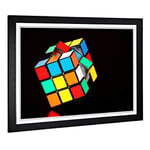 Big Box Art Framed Print of Rubik Cube Design | Wall Art Picture | Home Decor for Kitchen, Living, Dining Room, Lounge, Bedroom, Hallway, Office, Black, A2 / 24.5x18 Inch / 62x45cm