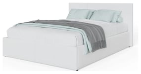 GFW End Lift Small Double Faux Leather Ottoman Bed - White