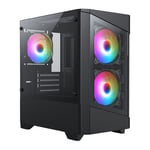 CiT Level 1, Black, MicroATX Chassis w/ Tempered Glass Window, 3x 120mm RGB Fans