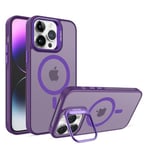 VEN-DENS Case for iPhones, Compatible with MagSafe, Built-in Camera Stand, Military Grade Shockproof Protection, Anti-Fingerprint Translucent Cover (Purple, iPhone 12/13 Pro Max)