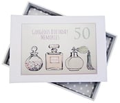 White Cotton Cards Album Photo 50ème Anniversaire, Mini, flacons de Parfum, Blanc