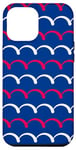 iPhone 12 Pro Max Navy Blue Crimson White Red Arched Semicircle Pattern Case