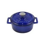 Pentole Agnelli COGHSRP10414B Ustensiles de Cuisson cocotte en Fonte à Cuisson Lente, 14 cm, 0,8 l, Bleu