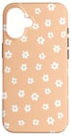 Coque pour iPhone 16 Motif floral blanc pêche