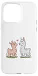 Coque pour iPhone 15 Pro Max Llama Love Heart Flower Cute Women Kids Men Valentines Day