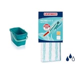 Leifheit Combi Bucket, 12 Litre, Sturdy Rectangular Shape, W 37.5 x D 26.5 x H 24.5cm & Picobello S Mop Replacement Pad - Micro Duo micro fibre, 27 cm wide, for Picobello Mop