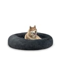 lionto Lit donut pour chiens et chats, lit rond moelleux pour petits et grands animaux domestiques, Ø120 cm, lit pour chats en peluche doux, coussin pour chien avec rembourrage extra épais, gris foncé