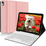 Clavier Étui Pour Ipad 10ème Génération 10,9"" 2022,Détachable Azerty Français Clavier Bluetooth Sans Fil Rechargeable, Coque Arrière Antichoc De Protection, Or Rose