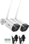 WiFi Caméra de Sécurité 3MP Super HD 2 Caméras Bullet sans Fil avec Enregistrement Audio de 15 Pieds,Imperméable IP66 Intérieur Extérieur Caméra avec Vision Nocturne Intelligente à LED IR.[G1786]