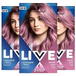 Schwarzkopf Womens 3x LIVE Mauve Kiss Purple Permanent Hair Dye, Lightener + Twist 105 - One Size