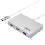 UNITEK 4-in-1 USB-C Hub 3.0 with 3 ports, USB Type -C supports power delivery and 5Gbps transfer. Delivery Max 20V 3A, Plug and Play No driver to install, Cable length (p/n: Y-3190)