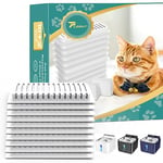 10pcs Cat Fountain Filters + 2pcs Sponges, for PLOOHT Battery Powered Cat Water Fountain with Sensor