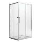 CABINE DE DOUCHE 100X100 VERRE 8MM ANGULAIRE PORTE COULISSANTE EASYCLEAN CARRÉE