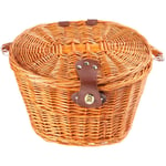 Bicycle Basket, Wicker Front Handlebar Bicycle Basket, Handlebar Storage Basket, with Lid And Handle, Suitable for Most Bicycle