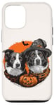 iPhone 15 Halloween Border Collie Dogs Cute Witch Dog Pumpkin Bat Case