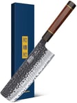 HOSHANHO 7 Inch Nakiri Knife, Japanese Hand Forged VG-10 Asian Chopping Chef Knife, Professional Meat Vegetable Cleaver Kitchen Knife with Ergonomic Handle