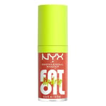 NYX Professional Makeup Lip Gloss, High Shine, Non-Sticky FInish, 12 Hours Hydrating, Fat Applicator, With Squalane, Raspberry and Cloudberry Oils, Fat Oil Lip Drip, Shade: Follow Back