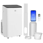 HOMCOM 14,000 BTU Portable Air Conditioner, Smart Home WiFi Compatible, 4-in-1 Dehumidifier Cooler Fan, with Sleep Mode, Remote, 24H Timer, Window Venting Kit, A Energy Efficiency, 35m²