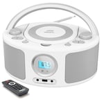 Poste CD Enfant, WISCENT Radio FM Lecteur CD Portable Boombox (avec Bluetooth,Radio FM,USB,AUX,Prise Casque) Lecteur CD Enfant