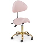 Siège selle 55-69 cm 150 kg Rose clair/doré Tabouret à roulettes