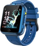 Montre Intelligente Enfants 24 Jeux Musique Mp3 Montre Enfants Fille Garçon,2 Caméra,Alarme,Podomètre,Vidéo,Calculatrice,Enfant Jouets Éducatifs Smart Watches 3-12ys(Bleu)