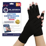 Doctor Developed Arthritis Gloves for Women & Men/Compression Gloves for Arthritis for Women & Men/Fingerless Gloves/Arthritis Pain Relief for Hands, With Doctor Handbook (1 Pairs, L)